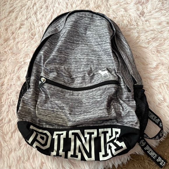 PINK Victoria's Secret Gray and Black Backpack Sporty Design Campus Bag Vintage - Picture 2 of 6